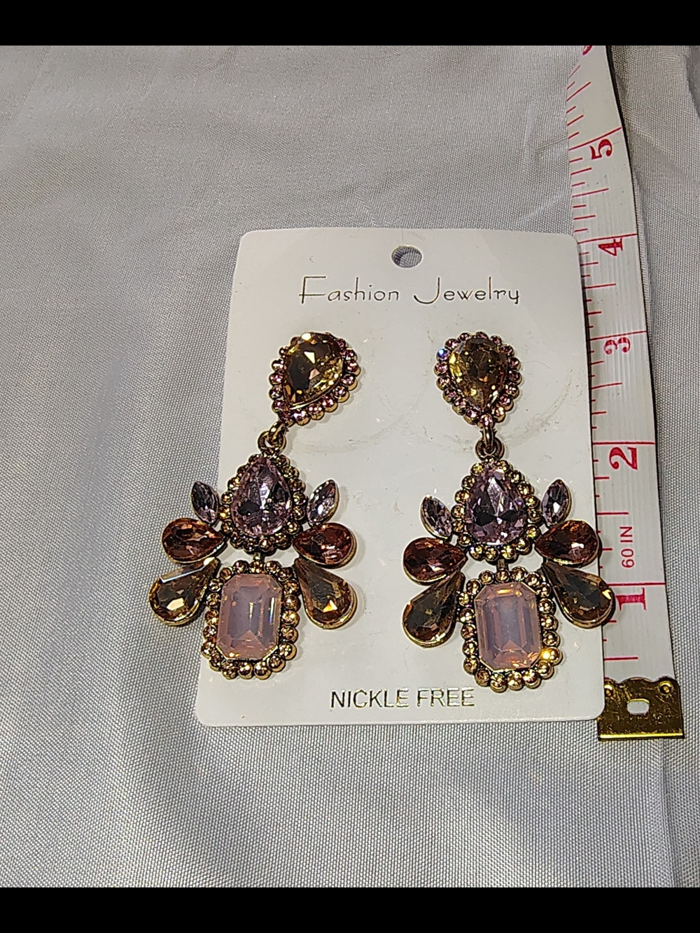 Cute Whimsical Elf Fairy Style Spider Rose Quartz Chandelier Statement Earrings